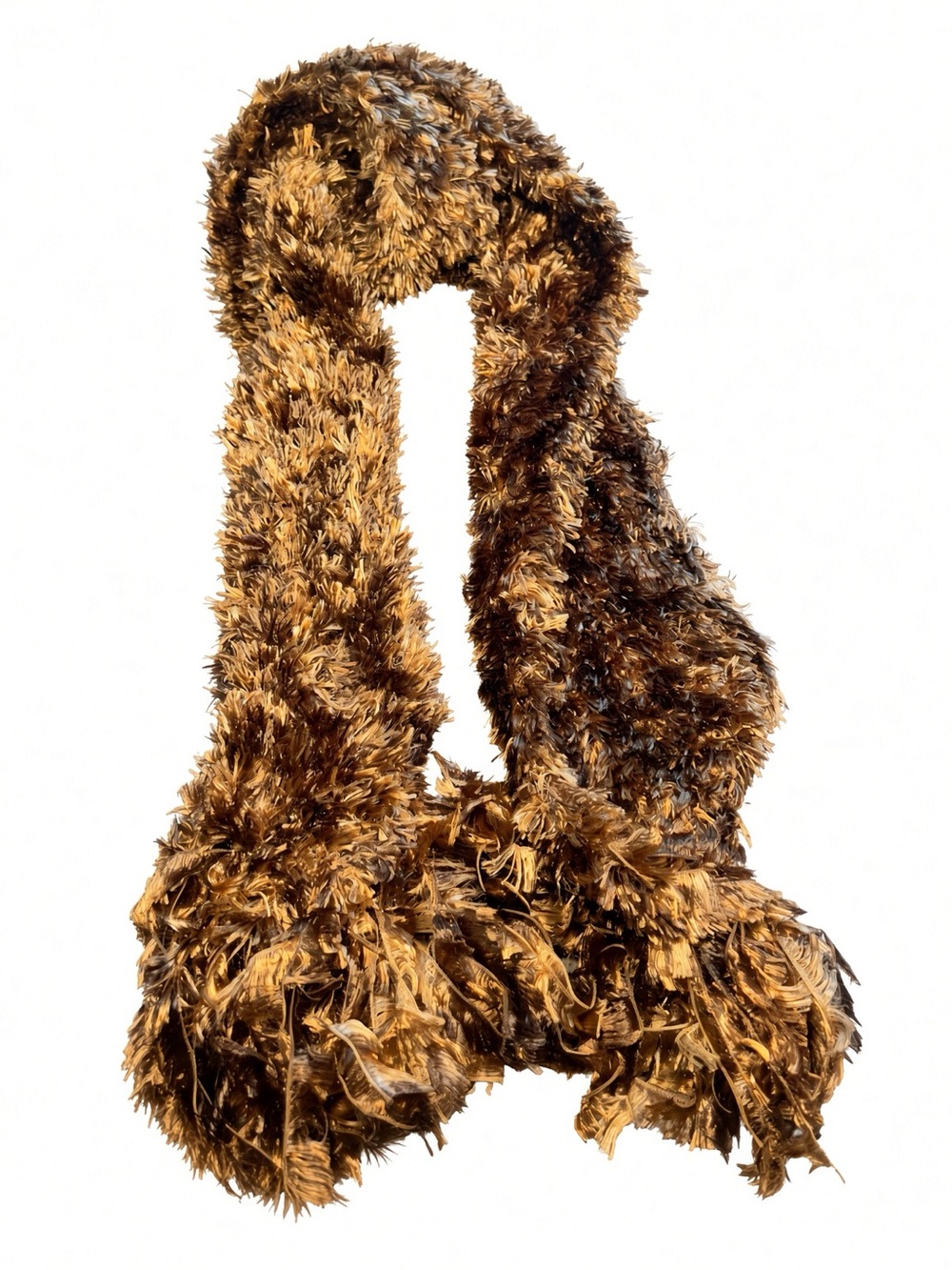 Cejón Brown Gold Shaggy Fuzzy Fringe Scarf